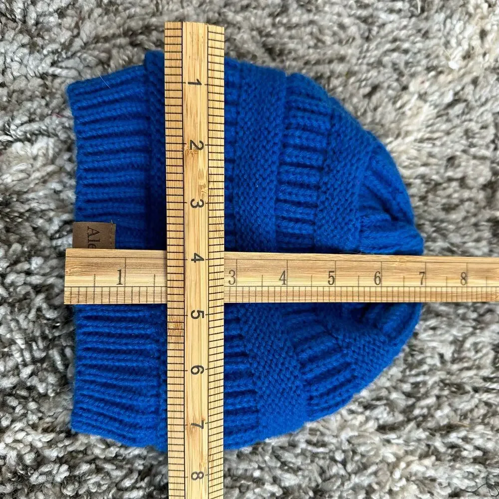 Alepo Blue Knit Toddler Little Kids Winter Hat Beanie Plush Sherpa Lined